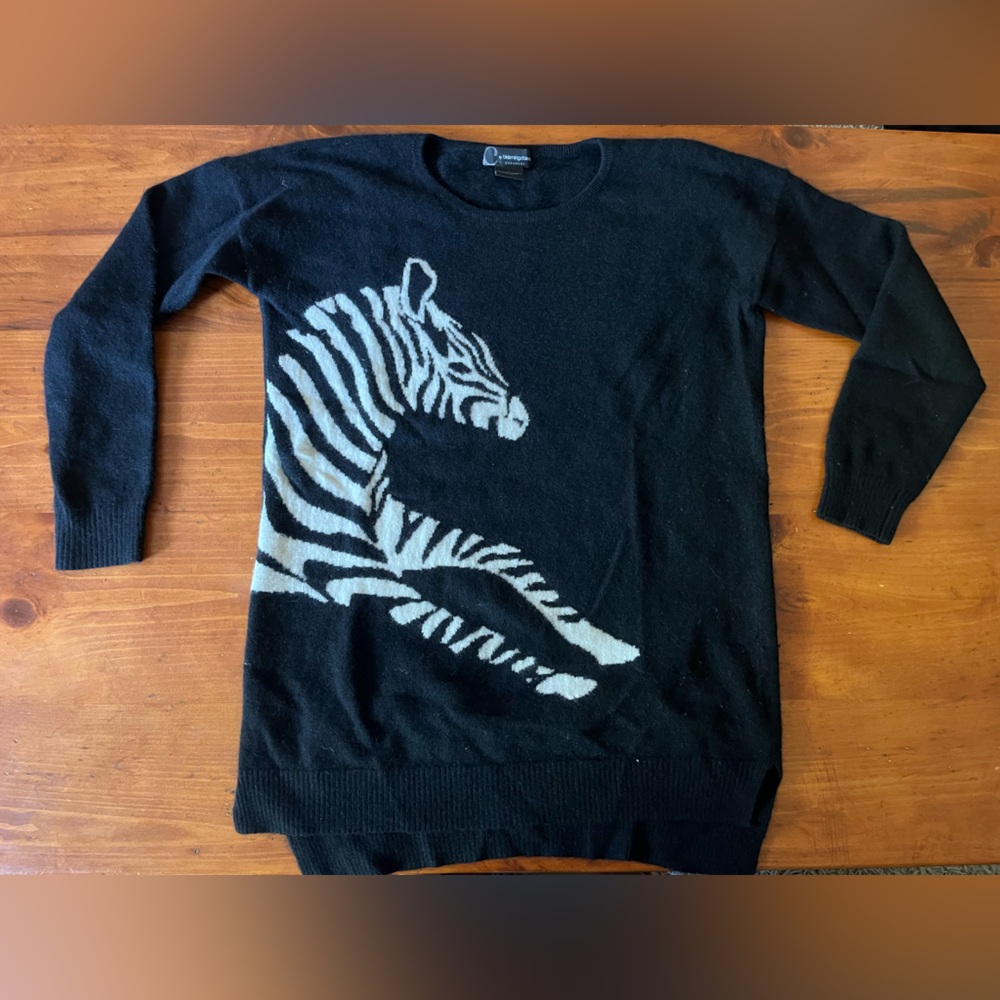 Bloomingdale’s Cashmere Black Zebra Sweater SZ L